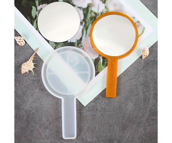 Epoksi Ayna Kalıbı Saplı El Aynası Kalıbı Silikon Yuvarlak Model 16.5x9.5cm Epoksi Ayna Kalıbı Saplı El Aynası Kalıbı Silikon Yuvarlak Model 16.5x9.5cm