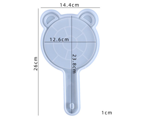 Epoksi Ayna Kalıbı Saplı El Aynası Kalıbı Silikon Ayıcık Model Ayna Yok 23.5x12.6cm Epoksi Ayna Kalıbı Saplı El Aynası Kalıbı Silikon Ayıcık Model Ayna Yok 23.5x12.6cm