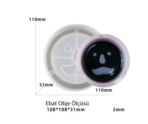 Epoksi Yuvarlak Küllük Kalıbı Emoji Modeli 11x11cm