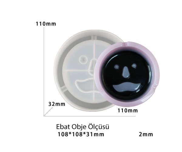 Epoksi Yuvarlak Küllük Kalıbı Emoji Modeli 11x11cm Epoksi Yuvarlak Küllük Kalıbı Emoji Modeli 11x11cm