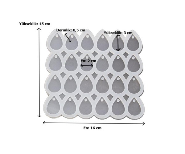 Epoksi Çoklu Damla Kalıbı Kolye Damla Kalıbı Silikon 3x2cm