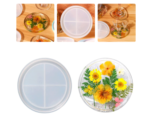 Epoksi Yuvarlak Bardak Altı Kalıbı Kanallı Daire Bardak Altlığı Kalıbı Silikon 11x11cm