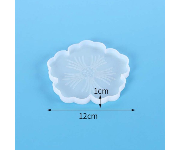 Epoksi Bardak Altlığı Kalıbı Çiçek Desenli Bardak Altı Kalıbı Silikon 12x12cm GT9212
