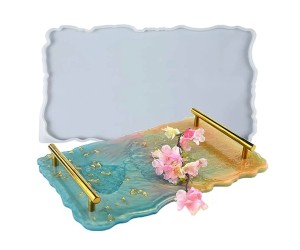 Epoksi Tepsi Kalıbı Dikdörtgen Tepsi Kalıbı Dalgalı Model Kalıbı Silikon 30.5x17x0.8cm