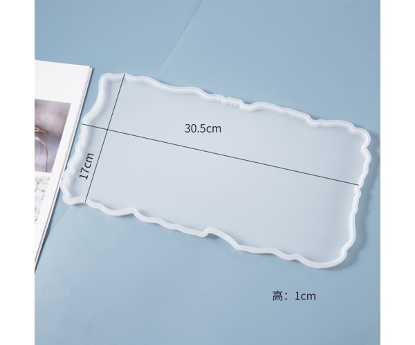 Epoksi Tepsi Kalıbı Dikdörtgen Tepsi Kalıbı Dalgalı Model Kalıbı Silikon 30.5x17x0.8cm