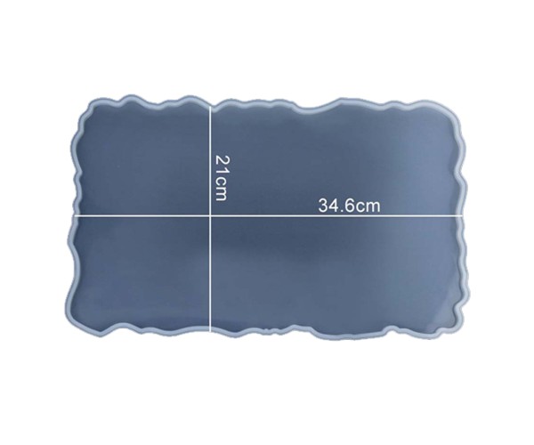 Epoksi Tepsi Kalıbı Dikdörtgen Tepsi Kalıbı Dalgalı Model Kalıbı Silikon 34.6x21x1.2cm