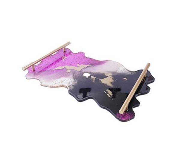 Epoksi Tepsi Kalıbı Dikdörtgen Tepsi Kalıbı Dalgalı Model Kalıbı Silikon 38.2x24.2x1.1cm