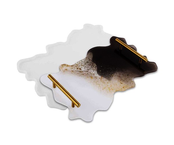 Epoksi Tepsi Kalıbı Dikdörtgen Tepsi Kalıbı Dalgalı Model Kalıbı Silikon 38.2x24.2x1.1cm