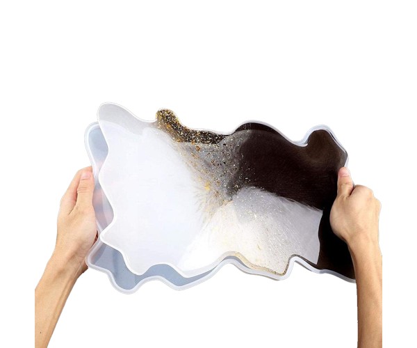 Epoksi Tepsi Kalıbı Dikdörtgen Tepsi Kalıbı Dalgalı Model Kalıbı Silikon 38.2x24.2x1.1cm