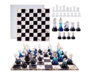 Epoksi Satranç Kalıbı Seti Tahta Kalıbı Satranç Taşları Kalıbı 17 Parça