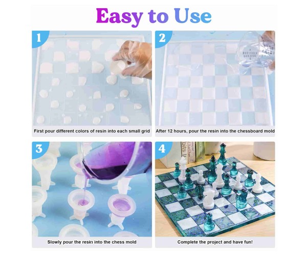 Epoksi Satranç Kalıbı Seti Tahta Kalıbı Satranç Taşları Kalıbı 17 Parça
