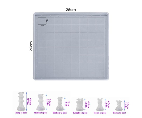 Epoksi Satranç Kalıbı Seti Tahta Kalıbı Satranç Taşları Kalıbı 17 Parça