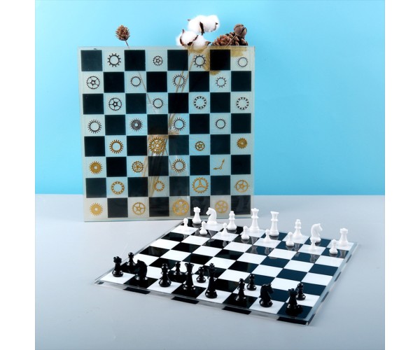 Epoksi Satranç Tahtası Kalıbı Silikon Orta Boy 18x18cm Taş Kalıbı Hediyeli
