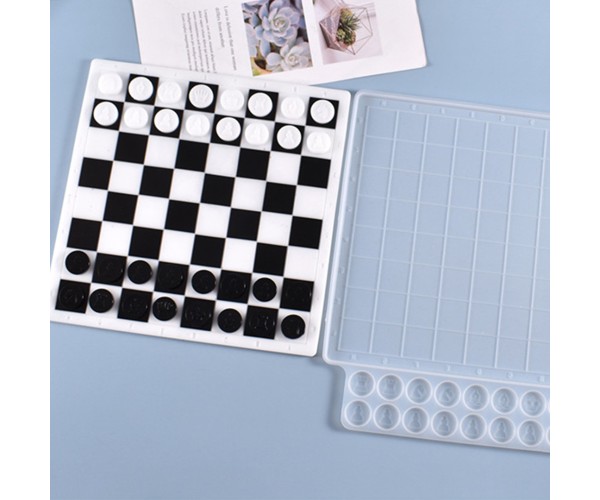 Epoksi Satranç Takımı Kalıbı Silikon Satranç Taş Kalıbı Silikon 26x26cm