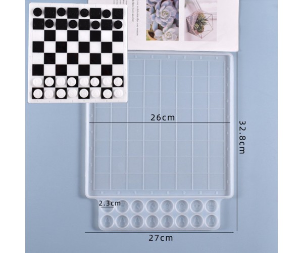 Epoksi Satranç Takımı Kalıbı Silikon Satranç Taş Kalıbı Silikon 26x26cm