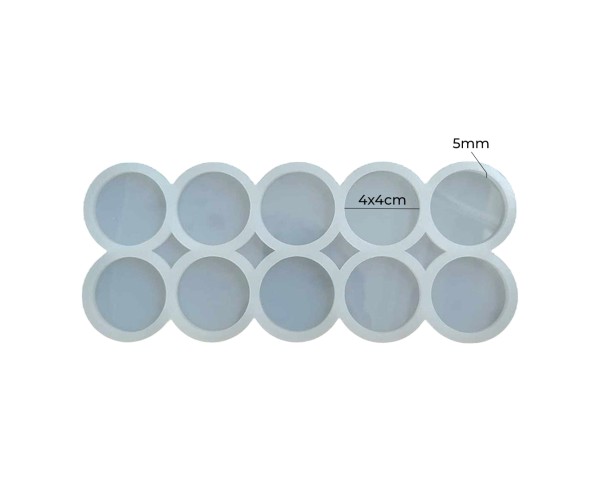 Epoksi Yuvarlak Anahtarlık Kalıbı Silikon Çoklu Anahtarlık Kalıbı Silikon 4x4cm