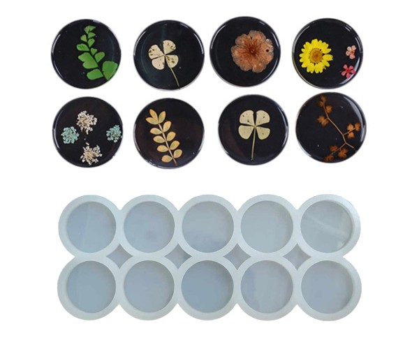 Epoksi Yuvarlak Anahtarlık Kalıbı Silikon Çoklu Anahtarlık Kalıbı Silikon 4x4cm