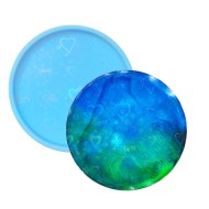 Epoksi Yuvarkak Bardak Altlığı Desenli Bardak Altı Hologram Kalıbı Silikon 8.5x8.5cm GT9488