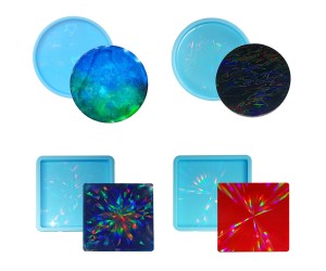 Epoksi Hologram Kalıbı Hologram Bardak Altlığı Kalıbı Silikon Seti 4 Parça