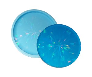 Epoksi Yuvarkak Bardak Altlığı Desenli Bardak Altı Hologram Kalıbı Silikon 8.5x8.5cm GT9487