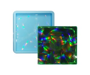 Epoksi Kare Bardak Altlığı Desenli Bardak Altı Hologram Kalıbı Silikon 8.5x8.5cm GT9484