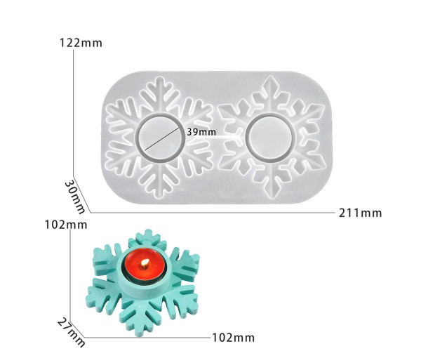 Epoksi Kar Tanesi Kalıbı Kar Tanesi Mumluk Taş Tozu Şamdanlık Mum Tutucu Kalıbı Silikon