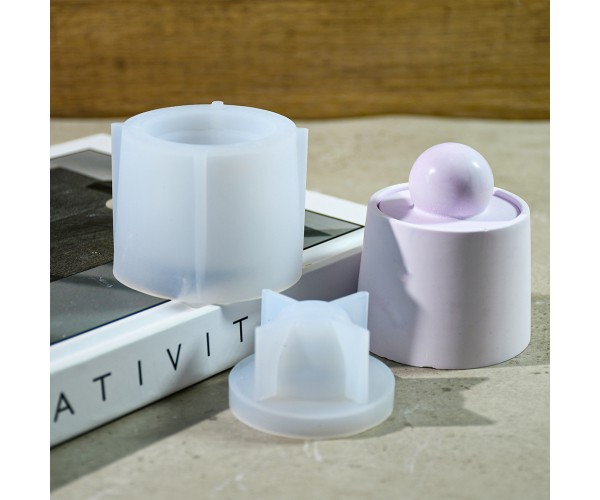 Epoksi Kavanoz Kalıbı Kapaklı Kavanoz Mum Kalıbı Taş Tozu Kavanoz Kalıbı Silikon 9.5cm