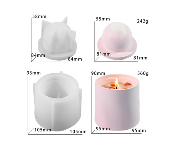 Epoksi Kavanoz Kalıbı Kapaklı Kavanoz Mum Kalıbı Taş Tozu Kavanoz Kalıbı Silikon 9.5cm