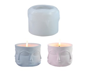 Epoksi Beton Saksı Kalıbı Havelka Saksı Kalıbı Yüz Desenli Havelka Mumluk Kalıbı Silikon 8.7x8.7cm