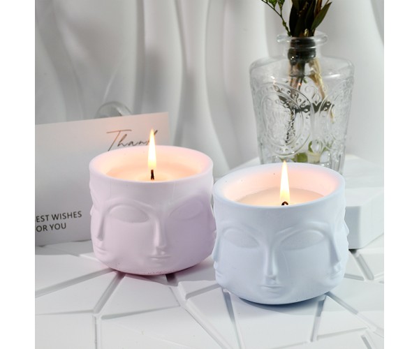 Epoksi Beton Saksı Kalıbı Havelka Saksı Kalıbı Yüz Desenli Havelka Mumluk Kalıbı Silikon 8.7x8.7cm