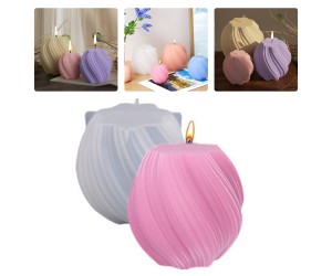 Epoksi Burgulu Mum Kalıbı Silindir Burgu Desenli Mum Kalıbı Taş Tozu Mumluk Kalıbı Silikon 8.7x8.5cm