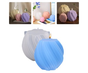 Epoksi Burgulu Mum Kalıbı Silindir Burgu Desenli Mum Kalıbı Taş Tozu Mumluk Kalıbı Silikon 7.2x7cm