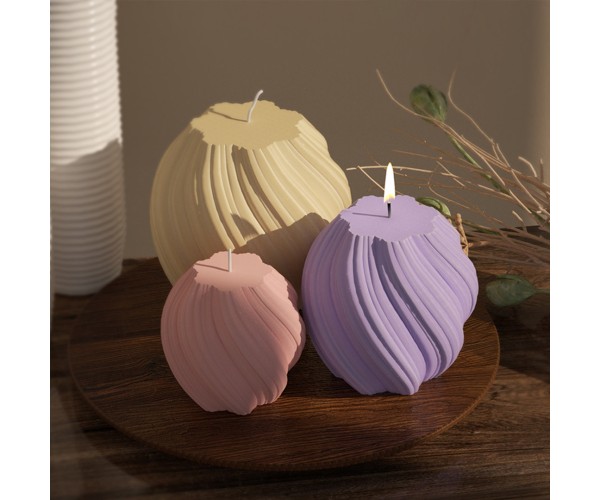 Epoksi Burgulu Mum Kalıbı Silindir Burgu Desenli Mum Kalıbı Taş Tozu Mumluk Kalıbı Silikon 5.7x5.6cm