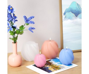 Epoksi Burgulu Mum Kalıbı Silindir Burgu Desenli Mum Kalıbı Taş Tozu Mumluk Kalıbı Silikon 5.7x5.6cm