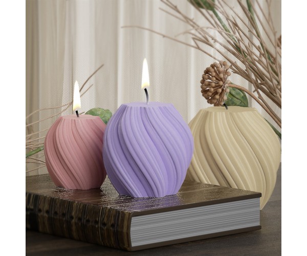 Epoksi Burgulu Mum Kalıbı Silindir Burgu Desenli Mum Kalıbı Taş Tozu Mumluk Kalıbı Silikon 5.7x5.6cm