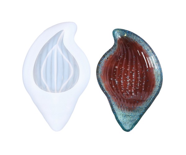 Epoksi Deniz Kabuğu Çerezlik Kalıbı Taş Tozu Çerezlik Kalıbı Deniz Kabuğu Beton Alçı Çerezlik Kalıbı Silikon 22x13cm