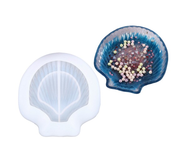 Epoksi Deniz Kabuğu Çerezlik Kalıbı Taş Tozu Çerezlik Kalıbı Deniz Kabuğu Beton Alçı Çerezlik Kalıbı Silikon 15.5x14.7cm