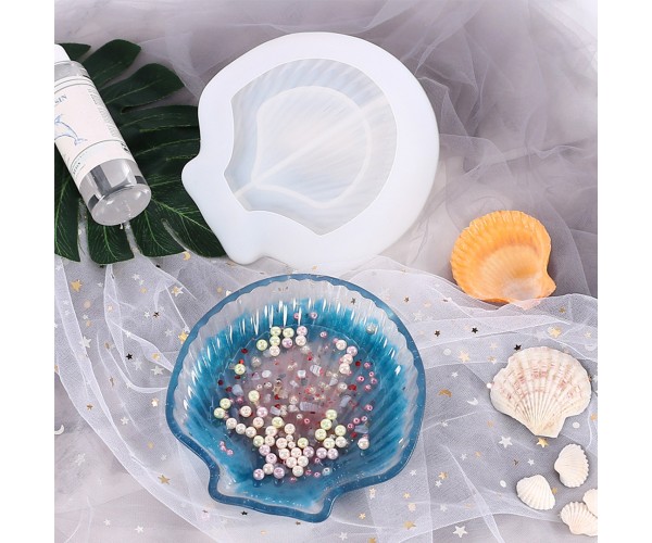 Epoksi Deniz Kabuğu Çerezlik Kalıbı Taş Tozu Çerezlik Kalıbı Deniz Kabuğu Beton Alçı Çerezlik Kalıbı Silikon 15.5x14.7cm