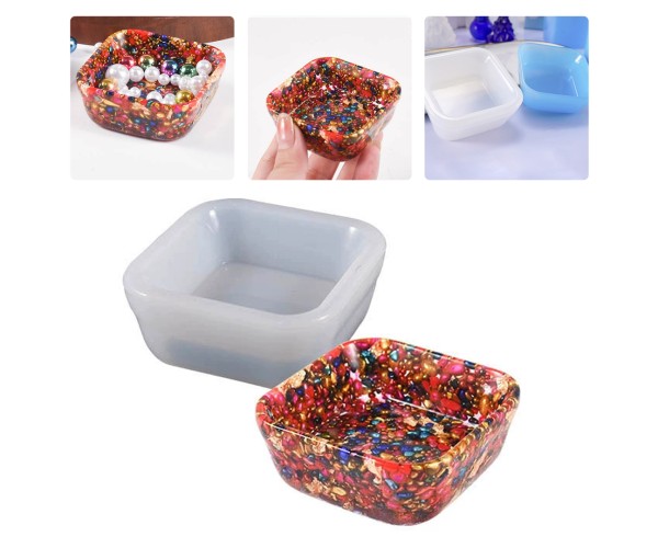 Epoksi Çerezlik Kalıbı Taş Tozu Çerezlik Kalıbı Kare Takı Kutusu Kalıbı Silikon 6.6x2.5cm