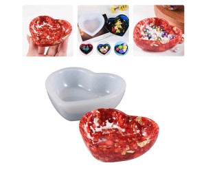 Epoksi Çerezlik Kalıbı Taş Tozu Çerezlik Kalıbı Kalp Takı Kutusu Kalıbı Silikon 8.2x6.9x2.5cm