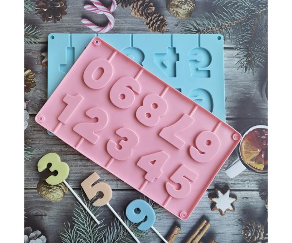 Pasta Rakam Kalıbı Silikon Çubuklu Rakam Kalıbı Çikolata Rakam Kalıbı Silikon 5x4cm GT072