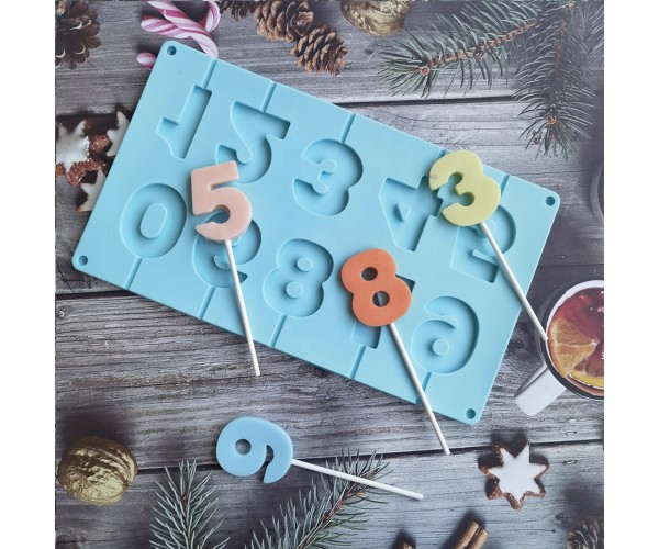 Pasta Rakam Kalıbı Silikon Çubuklu Rakam Kalıbı Çikolata Rakam Kalıbı Silikon 5x4cm GT072