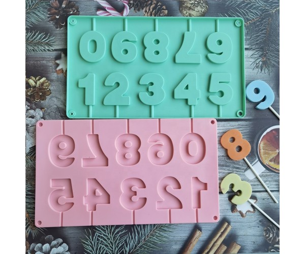 Pasta Rakam Kalıbı Silikon Çubuklu Rakam Kalıbı Çikolata Rakam Kalıbı Silikon 5x4cm GT072