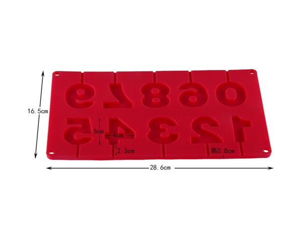 Pasta Rakam Kalıbı Silikon Çubuklu Rakam Kalıbı Çikolata Rakam Kalıbı Silikon 5x4cm GT072