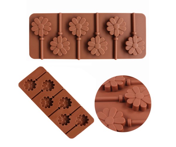 Lolipop Kalıbı Çiçek Lolipop Kalıbı Papatya Çoklu Lolipop Kalıbı Silikon 3.8x3.6x1.2cm