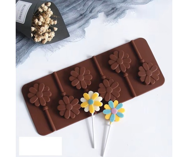 Lolipop Kalıbı Çiçek Lolipop Kalıbı Papatya Çoklu Lolipop Kalıbı Silikon 3.8x3.6x1.2cm