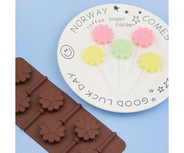 Lolipop Kalıbı Çiçek Lolipop Kalıbı Papatya Çoklu Lolipop Kalıbı Silikon 3.8x3.6x1.2cm