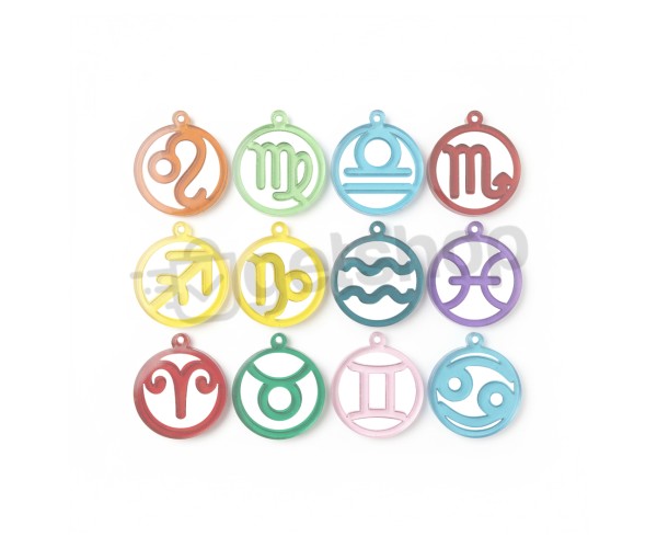 Epoksi Burç Kalıbı Yuvarlak Anahtarlık Burç Kalıbı Silikon 4.5x4.5cm