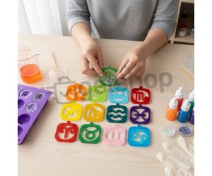 Epoksi Burç Kalıbı Kare Anahtarlık Burç Kalıbı Silikon 4.5x4.5cm