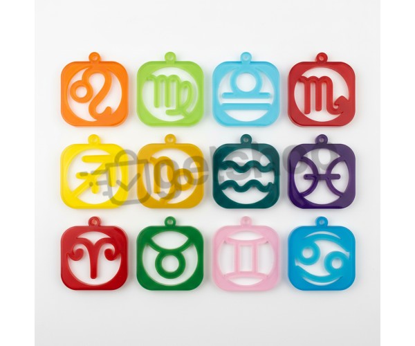 Epoksi Burç Kalıbı Kare Anahtarlık Burç Kalıbı Silikon 4.5x4.5cm